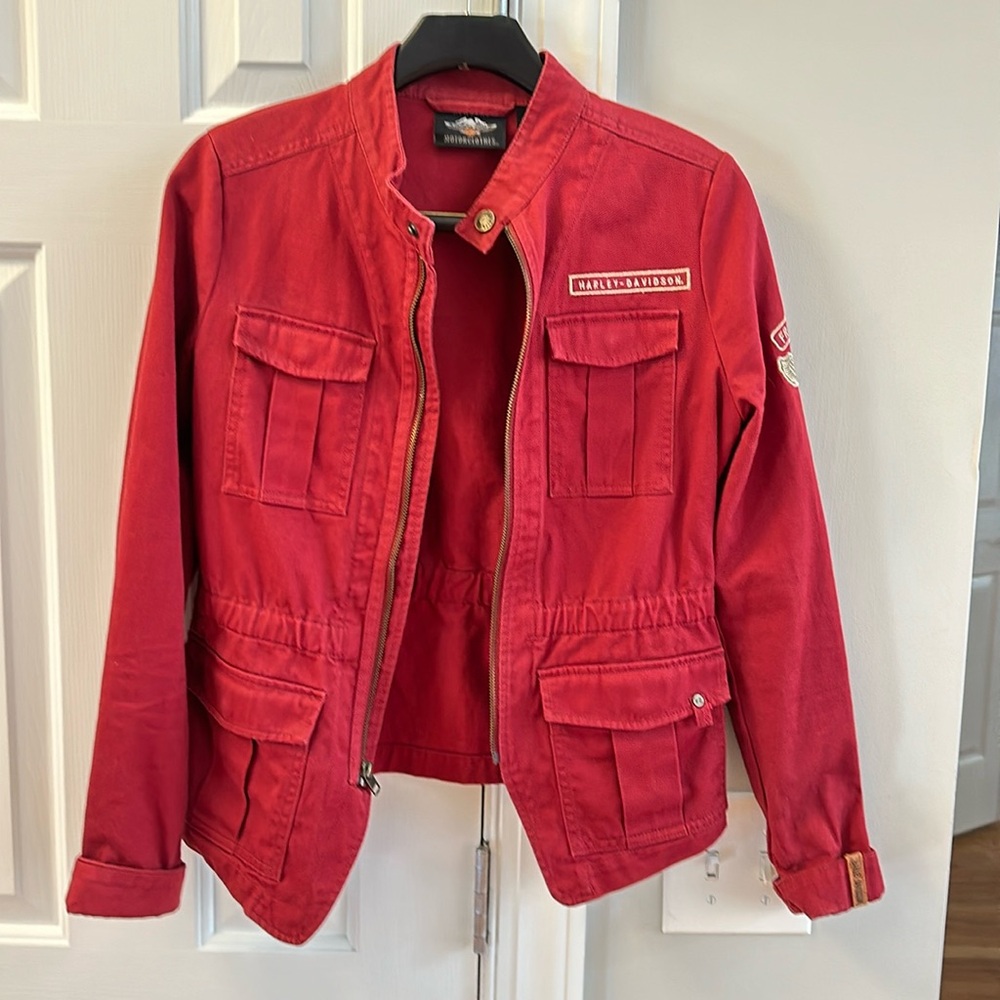 Harley Davidson Vintage Washed Casual jacket Red Mahogany jacket-SMALL